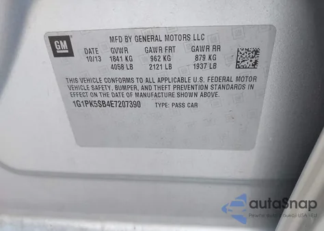 2014 Chevrolet Cruze Lt из США, поврежденный, VIN 1G1PK5SB4E7207390